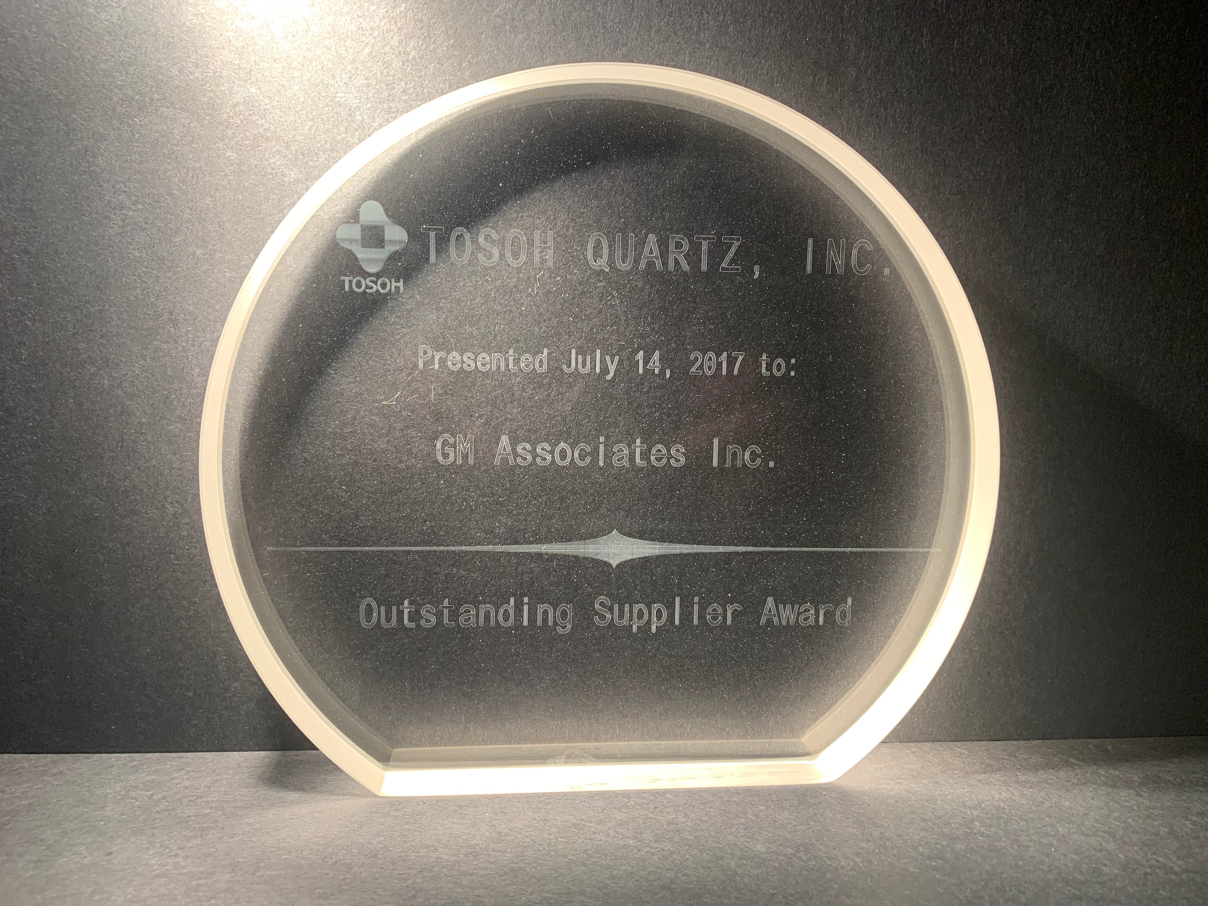 Tosoh Quartz Outstanding Supplier Award